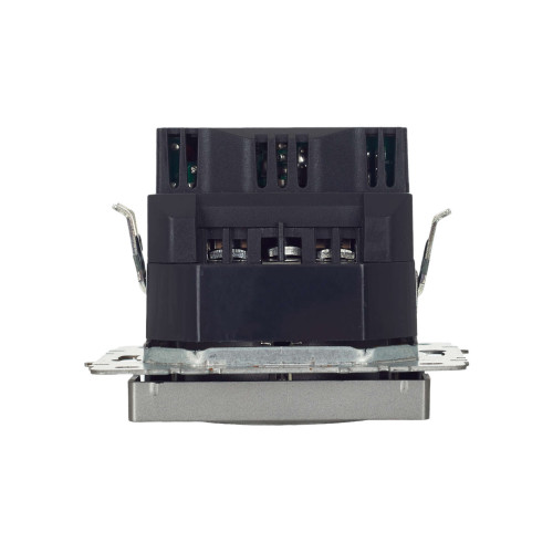 BRITE Розетка 1-местная с заземлением с защитными шторками 16А с USB A+A 5В 3,1А РЮш10-2-БрС сталь IEK