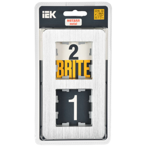 BRITE Рамка 2-местная РУ-2-1-Бр металл алюминий RE AL IEK