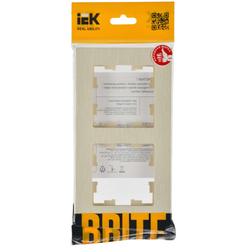 BRITE Рамка 2-местная РУ-2-Бр бежевый рифленый IEK