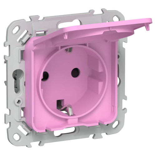 FLITE Розетка с заземлением с защитными шторками и крышкой безвинтовое крепление 16А IP44 РСшкр11-1-44-ФлПр пурпурный IEK