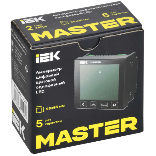 Амперметр цифровой щитовой однофазный RS-485 96х96 LED MASTER IEK