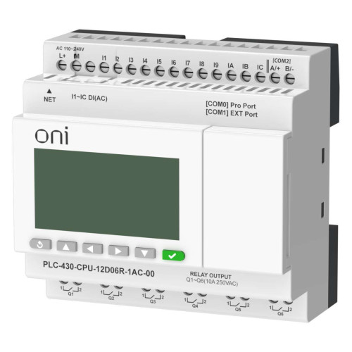 ПЛК 430 Модуль ЦПУ 12 DI 6 RO 220В AC с Ethernet портом с экраном ONI
