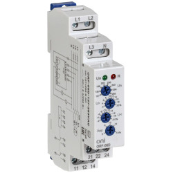 Реле контроля фаз ORF-06D 3 фазы 2 контакта 127-265В AC с контролем нейтрали ONI