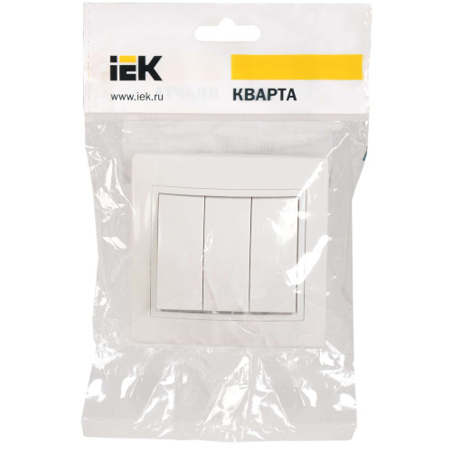KVARTA Выключатель 3-клавишный 10А ВС10-3-0-КБ белый IEK