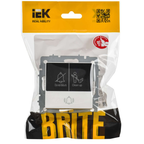 BRITE Кнопка звонка с индикацией для отелей 10А ВС10-1-9-БрАБ арктический белый IEK