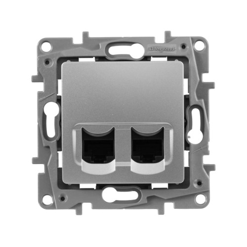 ETIKA Розетка компьютерная двойная RJ45 категория 5Е UTP алюминий