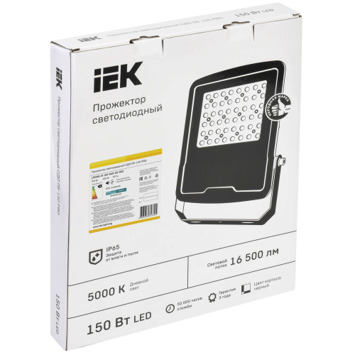 Прожектор светодиодный СДО 08-150 PRO 60град 5000К IP65 черный IEK