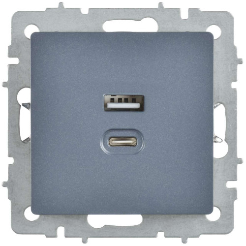 BRITE Розетка USB A+C 45Вт высокоскоростная зарядка РЮ11-2-БрМ маренго IEK