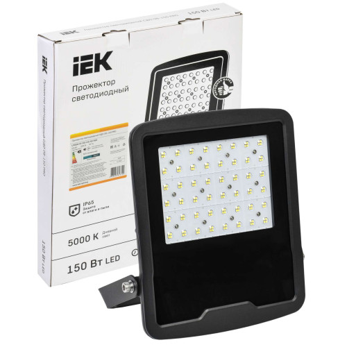 Прожектор светодиодный СДО 08-150 PRO 120град 5000К IP65 черный IEK
