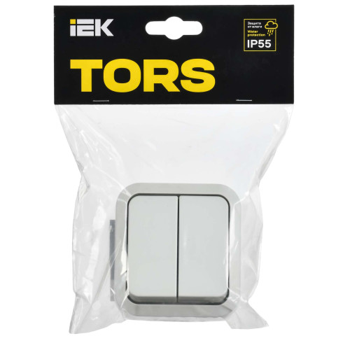 TORS Выключатель двухклавишный 10А IP55 TS305 белый IEK