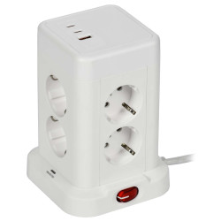 DOMINIC Удлинитель У08K 8 мест 2P+PE 1,5м 3х1,0мм2 16А/250В USB A+C 20Вт белый IEK