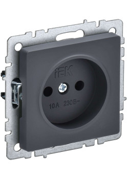 BRITE Розетка 1-местная без заземления без защитных шторок 10А РС10-1-0-БрГ графит IEK
