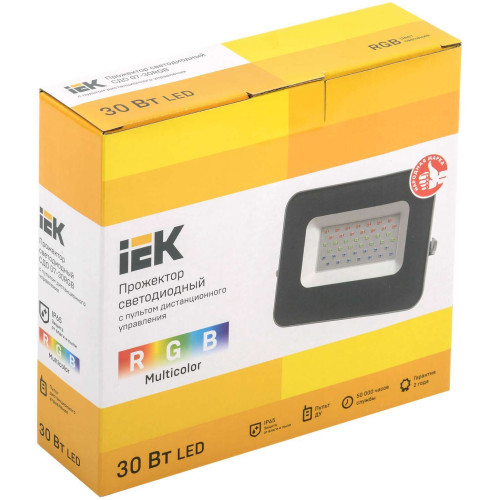 Прожектор светодиодный СДО 07-30RGB multicolor IP65 серый IEK