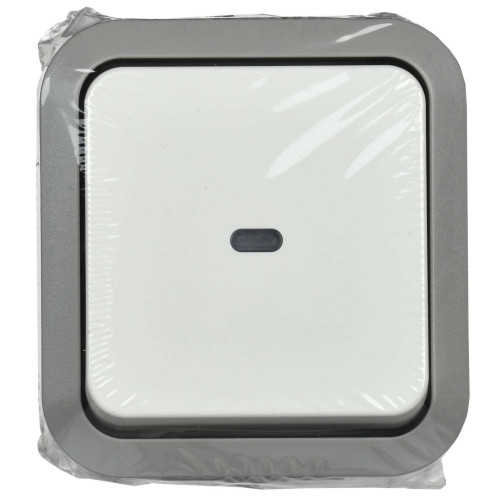 TORS Переключатель одноклавишный с индикацией 10А IP55 TS202 серо-белый IEK