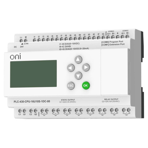 ПЛК 430 Модуль ЦПУ 4 DI 12 UI (0-10 В/DI) 8 RO 2 TO 24В DC с Ethernet портом с экраном ONI