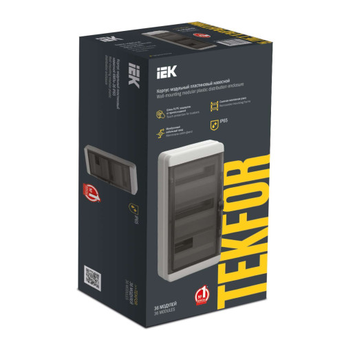 TEKFOR Корпус пластиковый КМПн-36 IP65 черная прозрачная дверь IEK