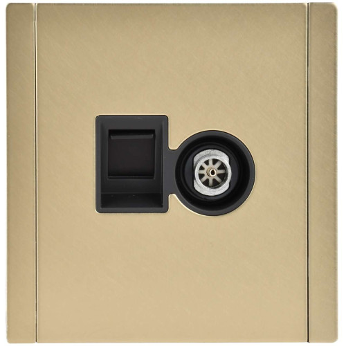 FORTE&PIANO Розетка двойная TV+RJ45 кат.6 FP637M металл шампань IEK FORTE&PIANO Розетка двойная TV+RJ45 кат.6 FP637M металл шампань IEK