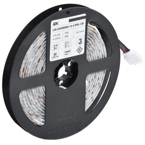 Лента светодиодная 3м LSR-5050RGB60-14,4-IP65-12В IEK