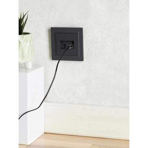 BRITE Розетка двойная RJ11+RJ45 кат.5E РК/Т12-БрГ графит IEK