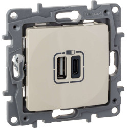 ETIKA Розетка USB A+C 15Вт слоновая кость