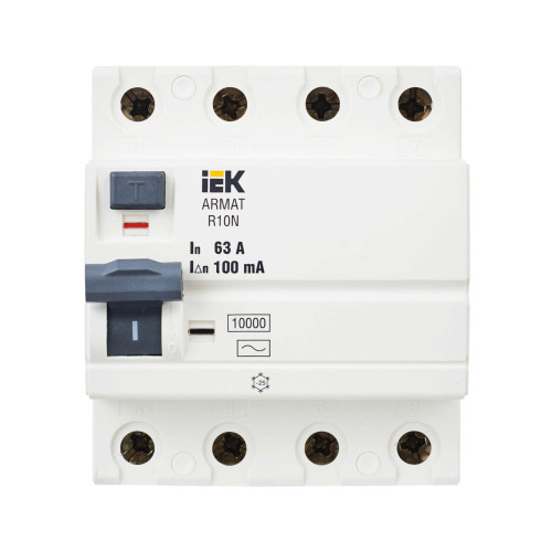 ARMAT Выключатель дифференциального тока R10N 4P 63А 100мА тип AC IEK