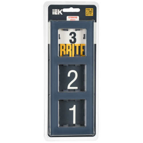 BRITE Рамка 3-местная РУ-3-2-Бр стекло маренго матовый IEK