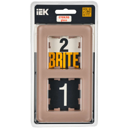 BRITE Рамка 2-местная РУ-2-2-Бр стекло дымчатый RE IEK