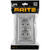 BRITE Розетка 2-местная с заземлением с защитными шторками плоская 16А в сборе РСшПл12-3-БрА алюминий IEK