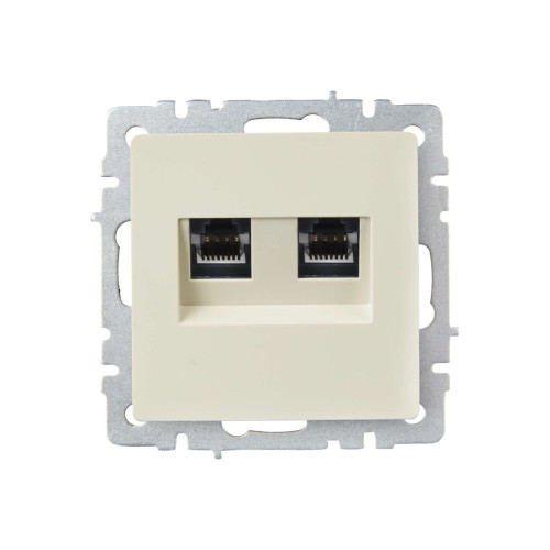 BRITE Розетка двойная RJ11+RJ45 кат.5E РК/Т12-БрКр бежевый IEK