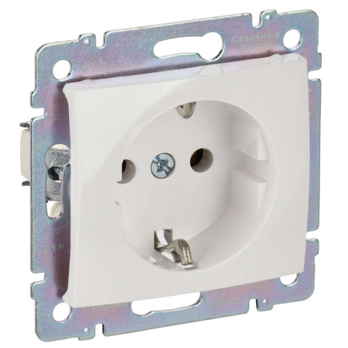 VALENA DIY Розетка 1-местная с заземлением с защитными шторками 16А белый