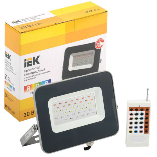 Прожектор светодиодный СДО 07-30RGB multicolor IP65 серый IEK
