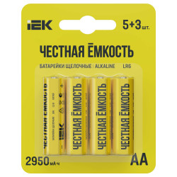 Батарейка щелочная Alkaline LR6/AA (5+3шт/блистер) ПРОМО IEK