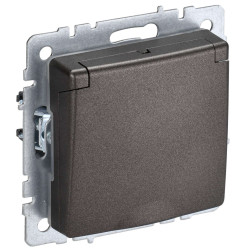BRITE Розетка 1-местная с заземлением с защитными шторками и крышкой 16А IP44 РСбш10-3-44-БрТБ темная бронза IEK