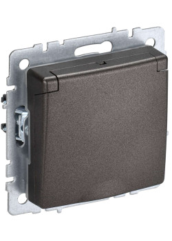 BRITE Розетка 1-местная с заземлением с защитными шторками и крышкой 16А IP44 РСбш10-3-44-БрТБ темная бронза IEK