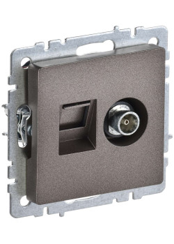 BRITE Розетка двойная TV+RJ45 кат.5E РТВ/РК12-БрТБ темная бронза IEK