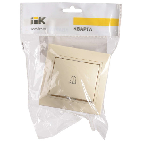 KVARTA Выключатель 1-клавишный кнопочный 10А ВСк10-1-0-ККм кремовый IEK
