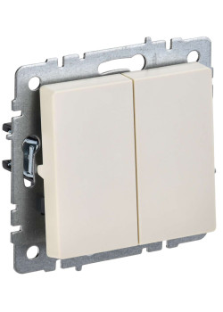 BRITE Выключатель 2-клавишный 10А ВС10-2-0-БрКр бежевый IEK