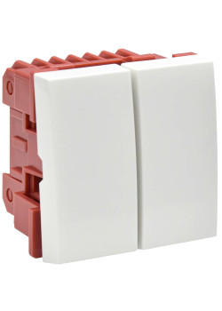 Выключатель двухклавишный ВК1-22-00-П (на 2 модуля) ПРАЙМЕР белый IEK