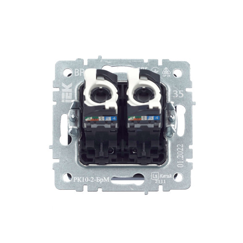 BRITE Розетка компьютерная двойная RJ45 кат.5E РК10-2-БрМ маренго IEK