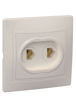 KVARTA Розетка 2-местная телефонная RJ11 РТ12-ККм кремовый IEK