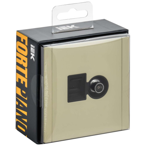 FORTE&PIANO Розетка двойная TV+RJ45 кат.6 FP837M металл серый сланец IEK FORTE&PIANO Розетка двойная TV+RJ45 кат.6 FP837M металл серый сланец IEK