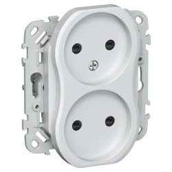 FLITE Розетка 2-местная без заземления с защитными шторками безвинтовое крепление 10А РСш02-1-ФлЖ жемчуг IEK