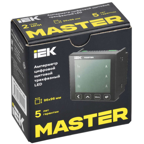 Амперметр цифровой щитовой трехфазный RS-485 96х96 LED MASTER IEK