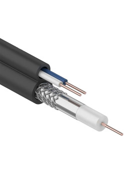 Кабель коаксиальный RG59 медный 75Ом FPE с кабелем питания 2х0,75мм2 PVC белый (300м) GENERICA