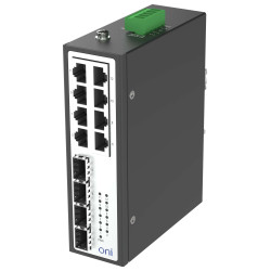 Коммутатор Ethernet промышленный неуправляемый ISU 4 SFP слота 100/1000BaseX 8 портов 10/100/1000BaseT разъем RJ45 24В AC/12/24/48В DC с резервированием ONI
