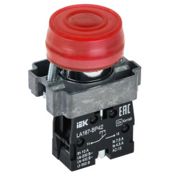 Кнопка управления LA167-BP42 d=22мм 1NC красная IEK