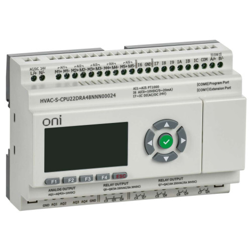 ПЛК HVAC S ЦПУ 6DI 6DO 1AI 5PT 4AO LED дисплей RS485 24В DC Расширяемая версия ONI