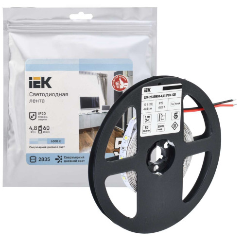 Лента светодиодная 5м LSR-2835W60-4,8-IP20-12В IEK