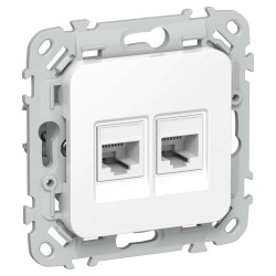 FLITE Розетка 2-местная RJ45/RJ11 категория 6/3 UTP РКТ6/3-2-0-ФлБ белый IEK