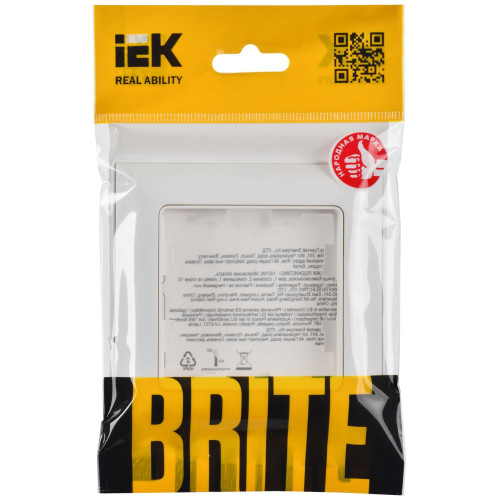 BRITE Рамка 1-местная РУ-1-БрАБ арктический белый/белый IEK